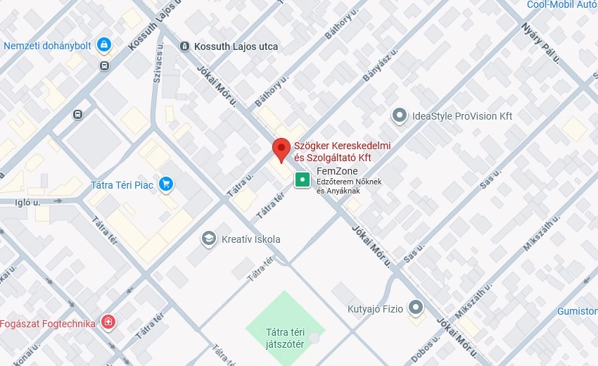 Térkép, amely az fizikai üzletet és környékét mutatja.